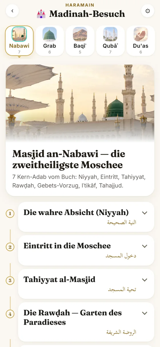 Madīna-Besuch mit Stationen und Adab